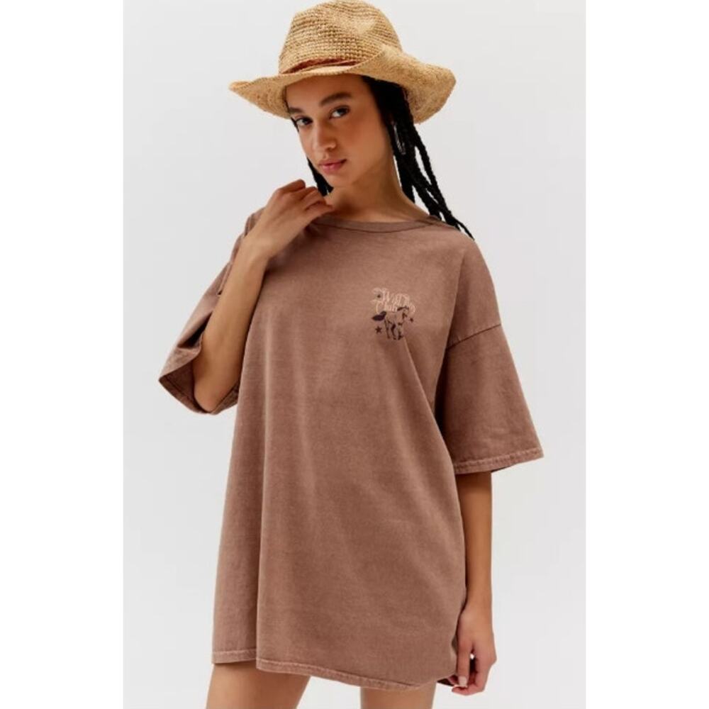 NEW! Urban Outfitters 'Wild Pony Club' T-Shirt Dress in BROWN (S/M) - Picture 3 of 4